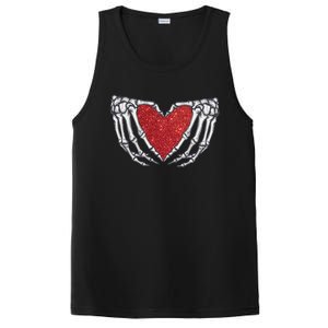 Skeleton Heart Hand Love Valentines Day Him Her Gift PosiCharge Competitor Tank