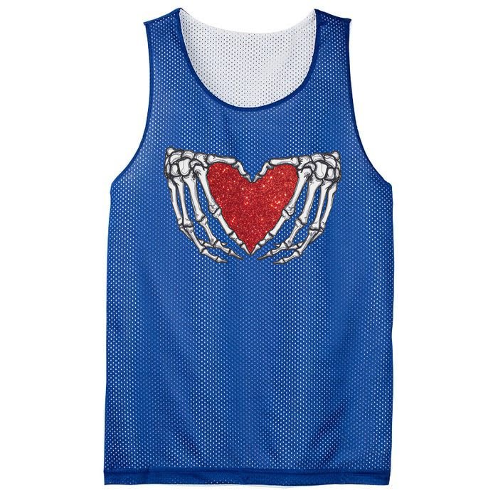 Skeleton Heart Hand Love Valentines Day Him Her Gift Mesh Reversible Basketball Jersey Tank