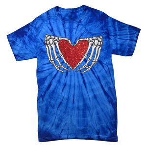 Skeleton Heart Hand Love Valentines Day Him Her Gift Tie-Dye T-Shirt