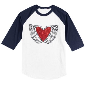 Skeleton Heart Hand Love Valentines Day Him Her Gift Baseball Sleeve Shirt