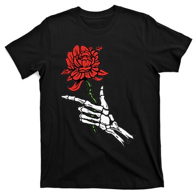 Skeleton Hand Holding A Red Rose T-Shirt