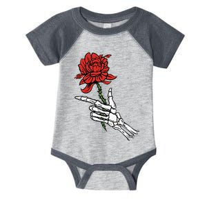 Skeleton Hand Holding A Red Rose Infant Baby Jersey Bodysuit