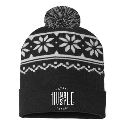 Stay Humble Hustle Hard USA-Made Snowflake Beanie