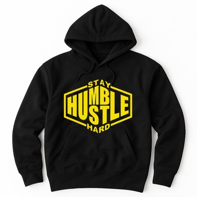 Stay Humble Hustle Hard Inspirational Bold Yellow Urban Vibe Hoodie