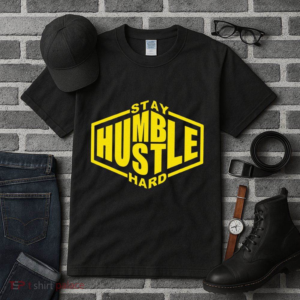 Stay Humble Hustle Hard Inspirational Bold Yellow Urban Vibe Tall T-Shirt