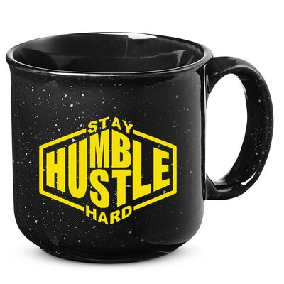 Stay Humble Hustle Hard Inspirational Bold Yellow Urban Vibe 15oz Campfire Ceramic Mug