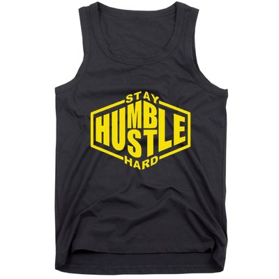 Stay Humble Hustle Hard Inspirational Bold Yellow Urban Vibe Tank Top