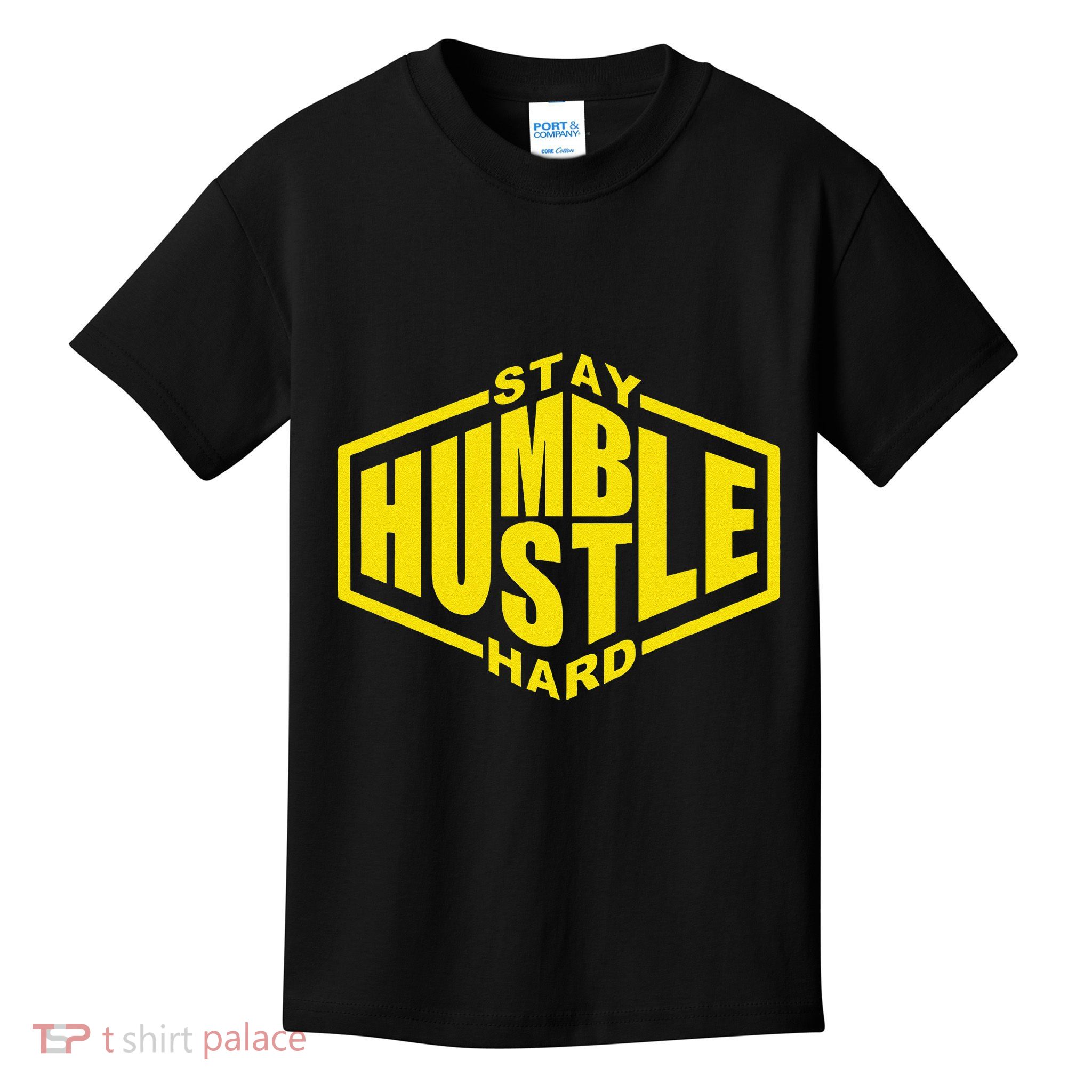 Stay Humble Hustle Hard Inspirational Bold Yellow Urban Vibe Kids T-Shirt