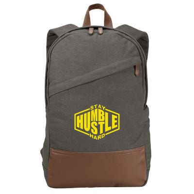 Stay Humble Hustle Hard Inspirational Bold Yellow Urban Vibe Cotton Canvas Backpack
