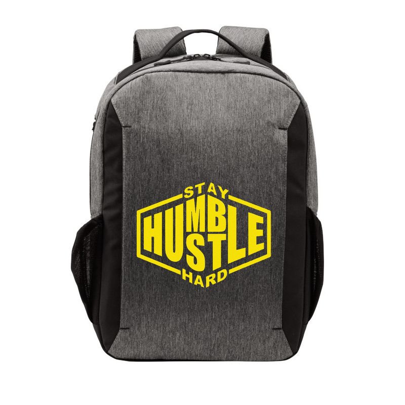 Stay Humble Hustle Hard Inspirational Bold Yellow Urban Vibe Vector Backpack