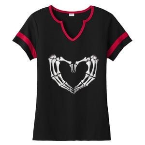 Skeleton Heart Hands Halloween Love Emo Goth Gothic Meaningful Gift Ladies Halftime Notch Neck Tee