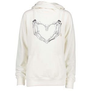 Skeleton Heart Hands Halloween Love Emo Goth Gothic Meaningful Gift Womens Funnel Neck Pullover Hood