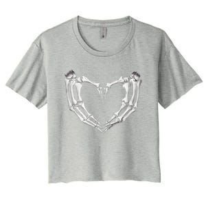 Skeleton Heart Hands Halloween Love Emo Goth Gothic Meaningful Gift Women's Crop Top Tee