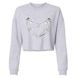 Skeleton Heart Hands Halloween Love Emo Goth Gothic Meaningful Gift Cropped Pullover Crew