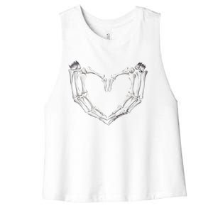 Skeleton Heart Hands Halloween Love Emo Goth Gothic Meaningful Gift Women's Racerback Cropped Tank