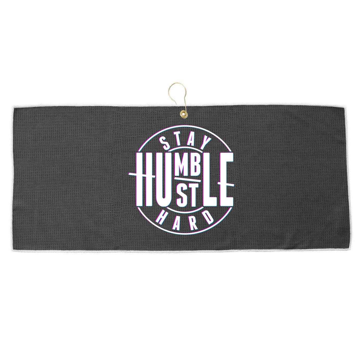 Stay Humble Hustle Hard Large Microfiber Waffle Golf Towel