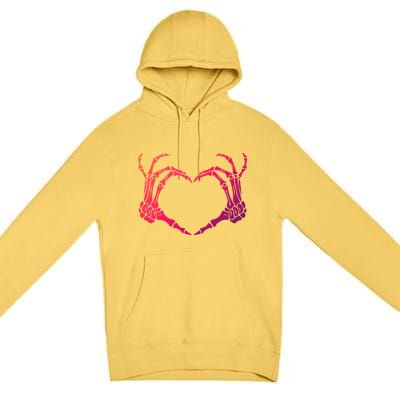 Skeleton Hand Heart Sign Bones Costume Halloween Party Great Gift Premium Pullover Hoodie