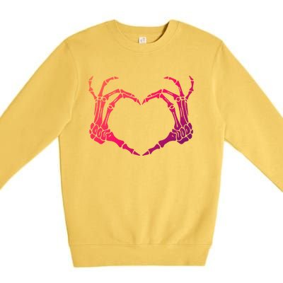 Skeleton Hand Heart Sign Bones Costume Halloween Party Great Gift Premium Crewneck Sweatshirt