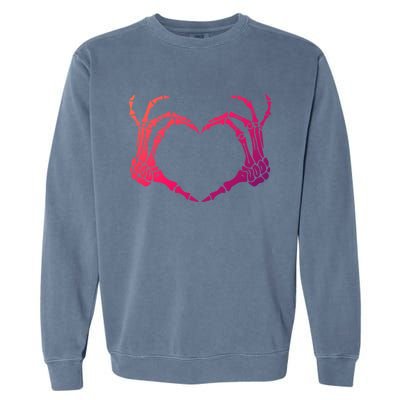 Skeleton Hand Heart Sign Bones Costume Halloween Party Great Gift Garment-Dyed Sweatshirt