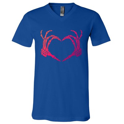 Skeleton Hand Heart Sign Bones Costume Halloween Party Great Gift V-Neck T-Shirt