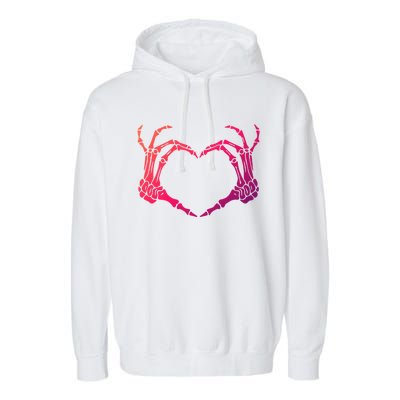 Skeleton Hand Heart Sign Bones Costume Halloween Party Great Gift Garment-Dyed Fleece Hoodie