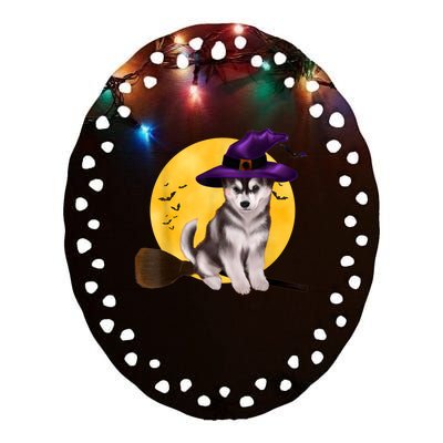 Siberian Husky Halloween Costume Shirt Boys Girls Dog Ceramic Oval Ornament