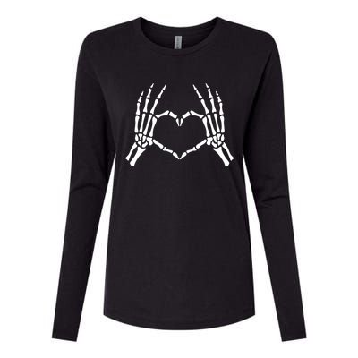 Skeleton Hand Heart Sign Funny Bones Halloween Costume Gift Womens Cotton Relaxed Long Sleeve T-Shirt