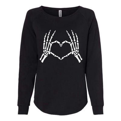 Skeleton Hand Heart Sign Funny Bones Halloween Costume Gift Womens California Wash Sweatshirt