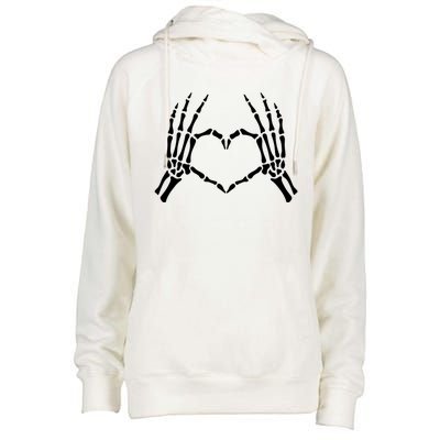 Skeleton Hand Heart Sign Funny Bones Halloween Costume Gift Womens Funnel Neck Pullover Hood