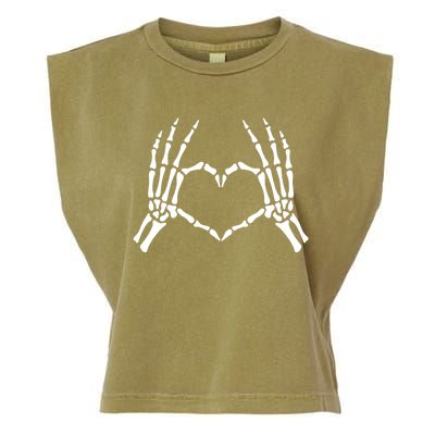 Skeleton Hand Heart Sign Funny Bones Halloween Costume Gift Garment-Dyed Women's Muscle Tee