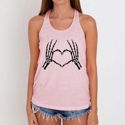 Skeleton Hand Heart Sign Funny Bones Halloween Costume Gift Women's Knotted Racerback Tank