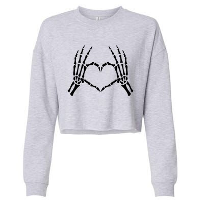 Skeleton Hand Heart Sign Funny Bones Halloween Costume Gift Cropped Pullover Crew