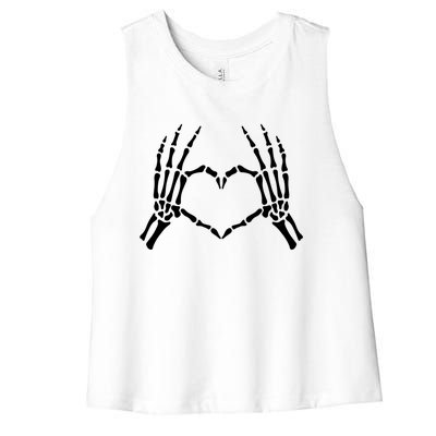 Skeleton Hand Heart Sign Funny Bones Halloween Costume Gift Women's Racerback Cropped Tank