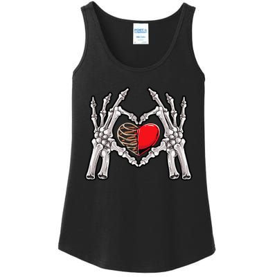 Skeleton Hand Heart Sign Bones Costume Love Skull Tapestry Ladies Essential Tank