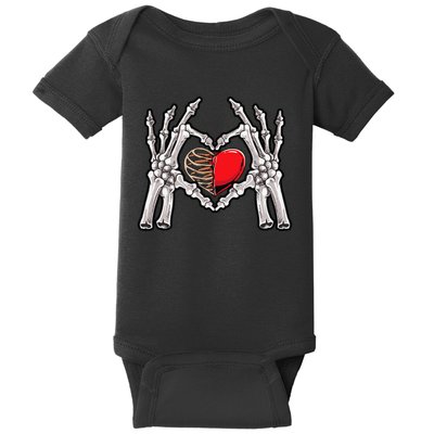 Skeleton Hand Heart Sign Bones Costume Love Skull Tapestry Baby Bodysuit