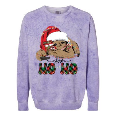 Slow Ho Ho Merry Slothmas Christmas Vibes Xmas YAll Gift Colorblast Crewneck Sweatshirt