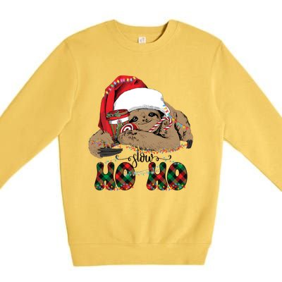 Slow Ho Ho Merry Slothmas Christmas Vibes Xmas YAll Gift Premium Crewneck Sweatshirt