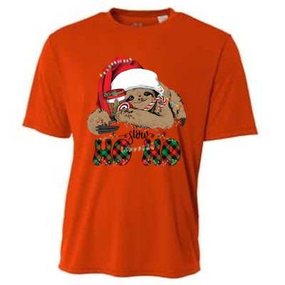 Slow Ho Ho Merry Slothmas Christmas Vibes Xmas YAll Gift Cooling Performance Crew T-Shirt