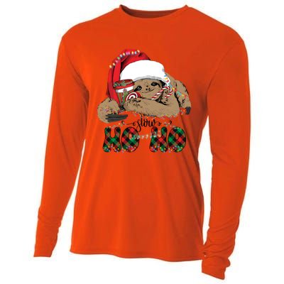 Slow Ho Ho Merry Slothmas Christmas Vibes Xmas YAll Gift Cooling Performance Long Sleeve Crew