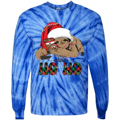 Slow Ho Ho Merry Slothmas Christmas Vibes Xmas YAll Gift Tie-Dye Long Sleeve Shirt