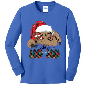 Slow Ho Ho Merry Slothmas Christmas Vibes Xmas YAll Gift Kids Long Sleeve Shirt