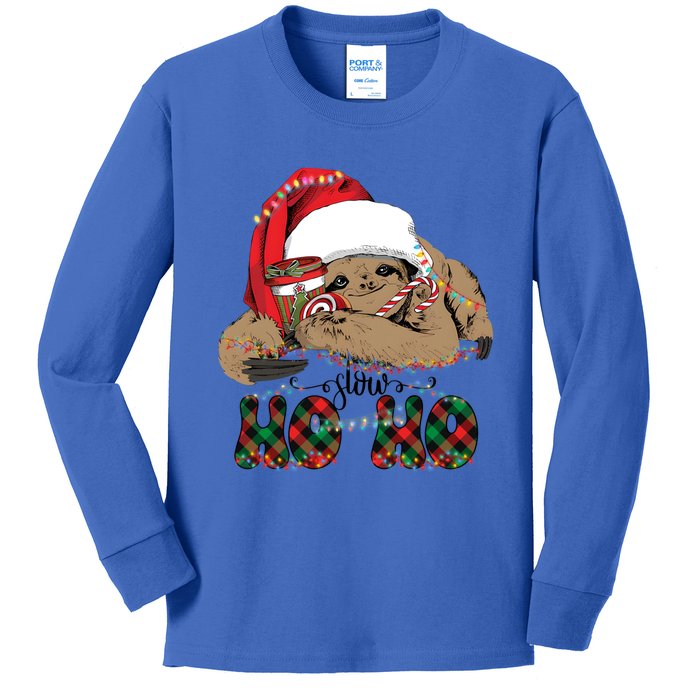 Slow Ho Ho Merry Slothmas Christmas Vibes Xmas YAll Gift Kids Long Sleeve Shirt