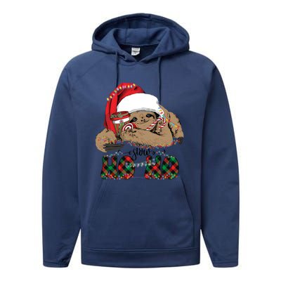 Slow Ho Ho Merry Slothmas Christmas Vibes Xmas YAll Gift Performance Fleece Hoodie