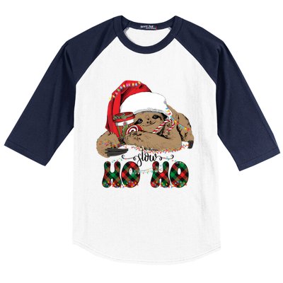 Slow Ho Ho Merry Slothmas Christmas Vibes Xmas YAll Gift Baseball Sleeve Shirt