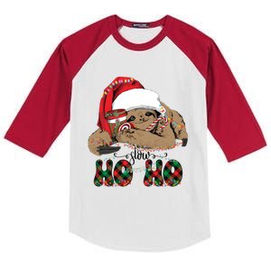 Slow Ho Ho Merry Slothmas Christmas Vibes Xmas YAll Gift Kids Colorblock Raglan Jersey