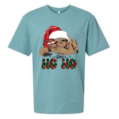 Slow Ho Ho Merry Slothmas Christmas Vibes Xmas YAll Gift Sueded Cloud Jersey T-Shirt