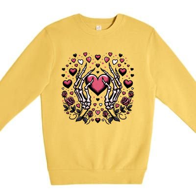 Skeleton Hand Heart: Gothic Love For ValentineS Day Gift Premium Crewneck Sweatshirt