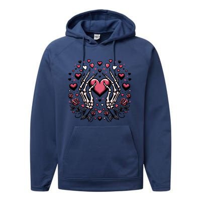 Skeleton Hand Heart: Gothic Love For ValentineS Day Gift Performance Fleece Hoodie