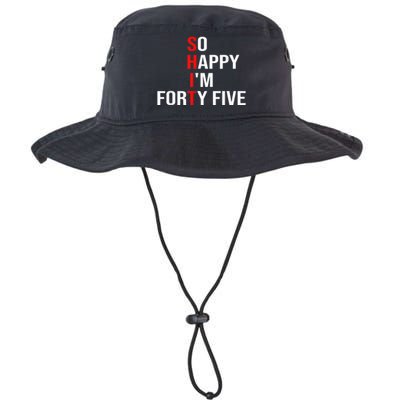 So Happy I'm Forty Five Funny 45 Years Old 45th Birthday Legacy Cool Fit Booney Bucket Hat