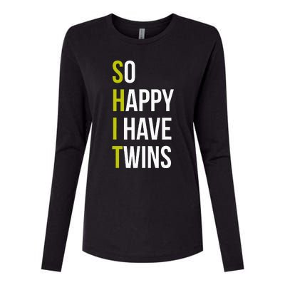 So Happy I Have Twins With Code Pregnancy Fathers Day Womens Cotton Relaxed Long Sleeve T-Shirt